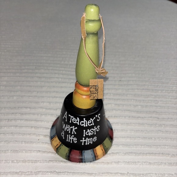 "A Teacher's Work lasts A Life Time" Inspired Tin Bell Multicolored‎ 9"x4.5" - Picture 1 of 9